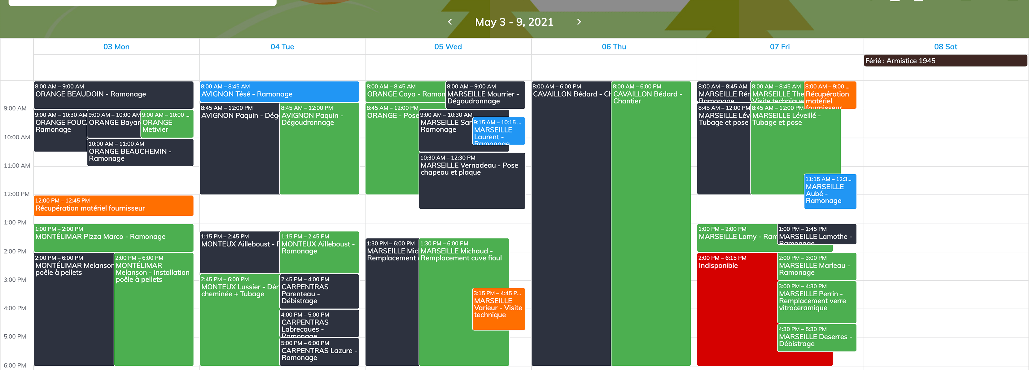 Planisfaire - Schedule customer appointments and optimize trips (fuel economy).