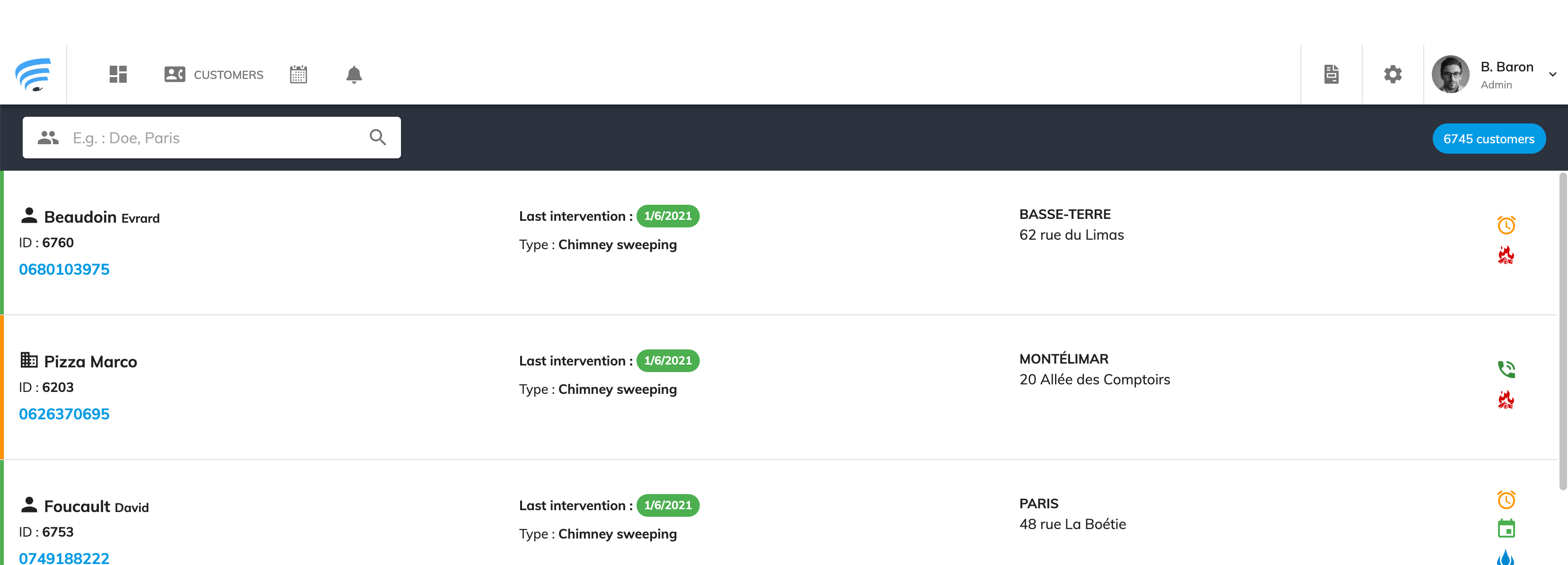 With Planisfaire, quickly geolocate your client as well as all surrounding clients.