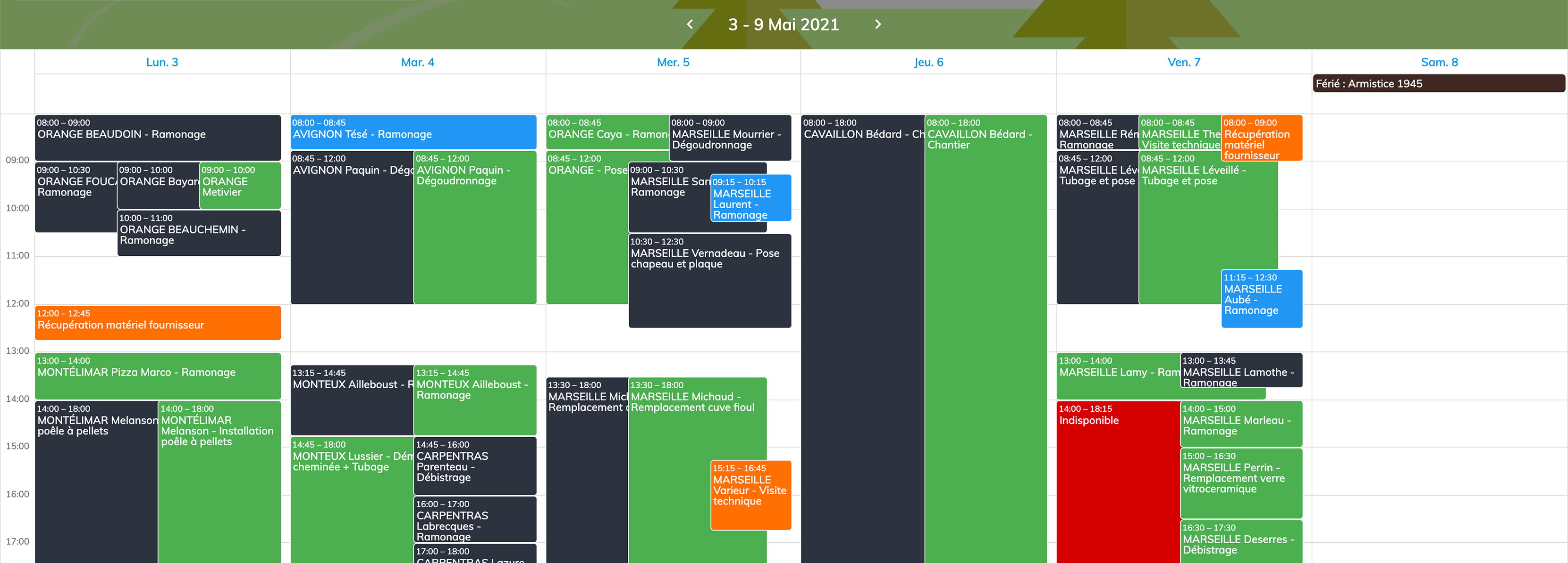 Planisfaire - Planning des rendez-vous clients et optimisation des trajets (économie de carburant).
